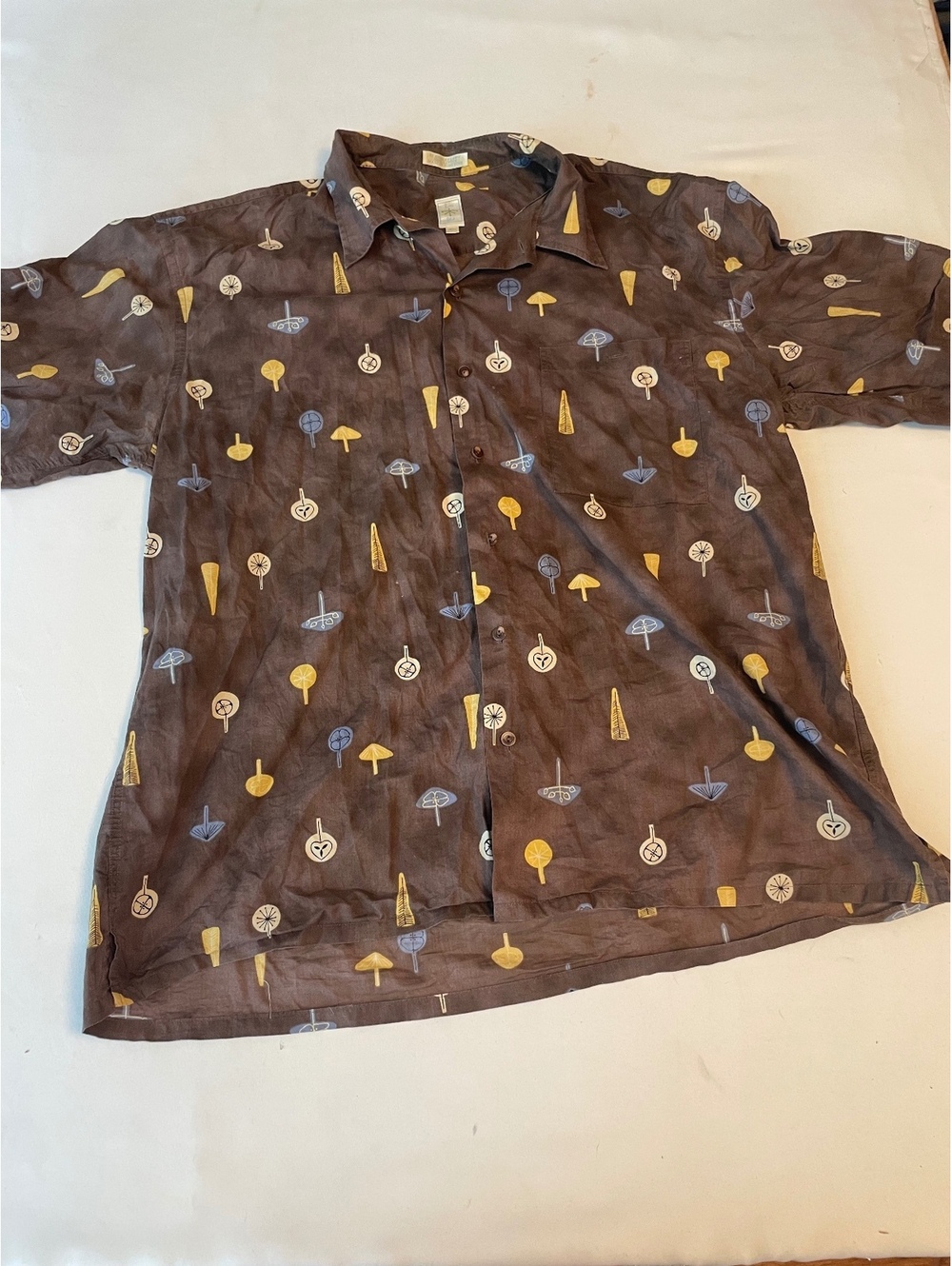 Rinny Blues XL Brown Patterned Button-Up Shirt